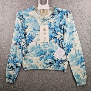 $265 NEW Mestiza New York Sweater Women XL Pullover Graphic Blue Ivory